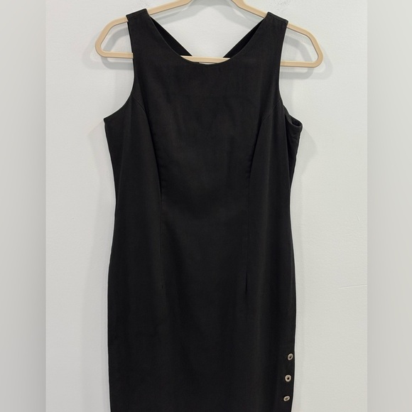 Vintage 90s Michael Angela Collections Black Midi Dress Criss Cross Back Size 6 - Picture 10 of 15